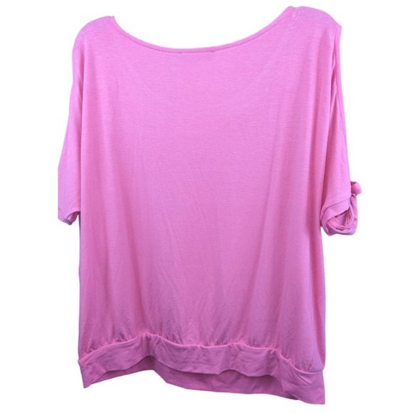 Women's New York & Co Short-Sleeve Cold Shoulder Blouse Tie Knot Summer Shirt - Picture 3 of 7